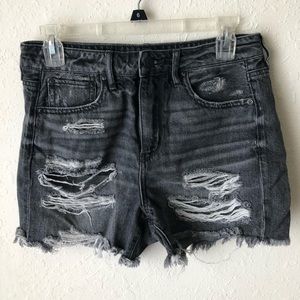 Distressed jean shorts